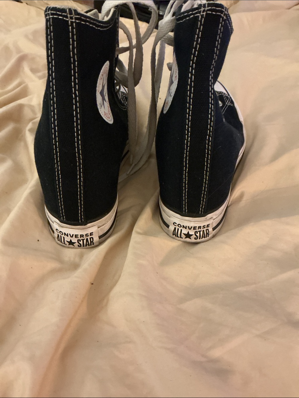 Converse wedged Black High-Top Chuck Taylor All Star Sneakers with White Trim - Picture 5 of 5
